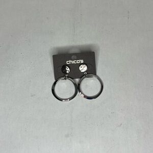 Chico's Shiny Silver Stud Hoop Earrings